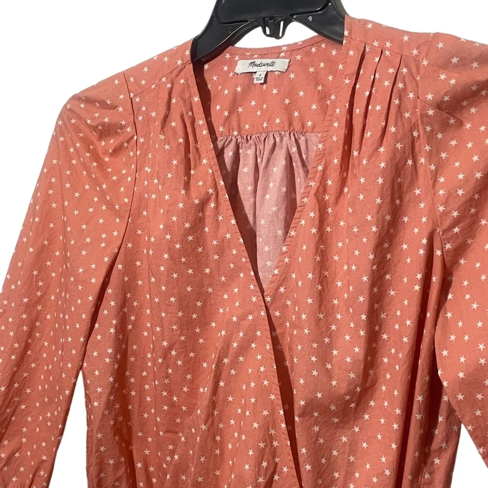 Madewell Small Orange White 100% Cotton Ladies Cute‎ Top - Picture 5 of 6
